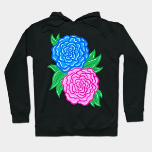 Pink and blue flowers Hoodie